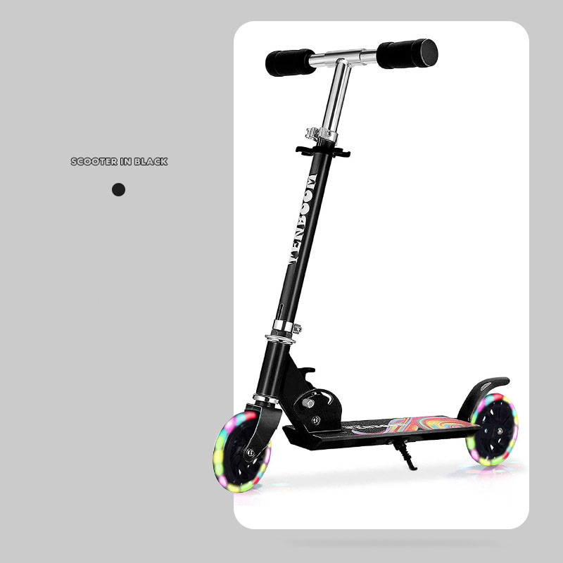 Unisex Children's Scooter Lightweight Folding Double Wheel Scooter with Brakes Ride On Toy