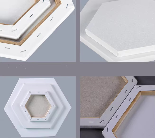 Hexagon Shaped Stretched Canvas Board Acrylic Painting stretched canvas with frame