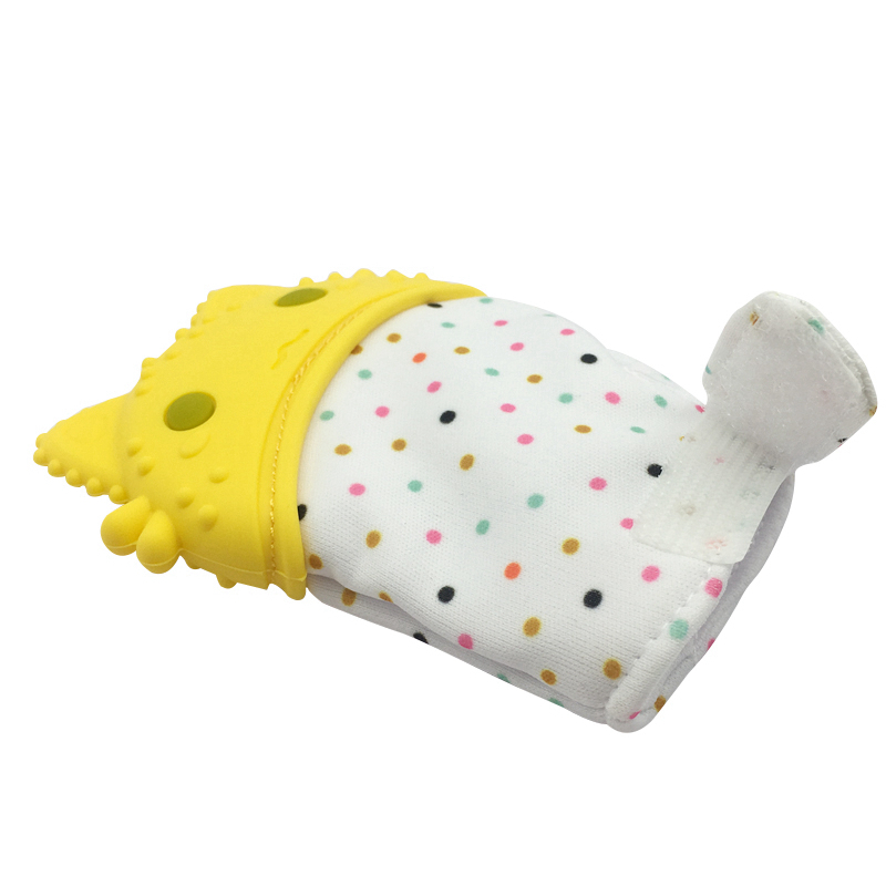 Cute Cat Shape Food-Grade Silicone Baby Teether Teething Mittens Glove Mitt For Baby