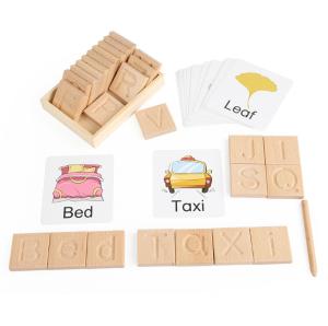 China Wood Montessori Learning Toy Spelling Words Alphabet Puzzle Matching Words wholesale