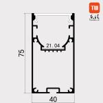 Suspended Aluminium LED Strip Light Profile 40×75mm For Living Room
