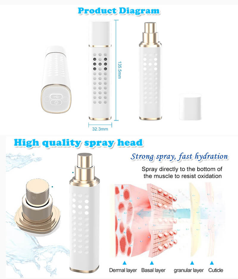 Facial Nano Hydrogen Water Mist Spray 15ml With Food Grade PC Body