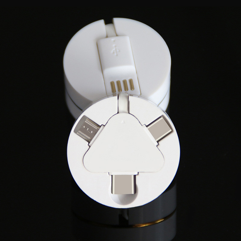 3 In 1 Retractable Length 80cm Micro Type C Cable Fast Charging