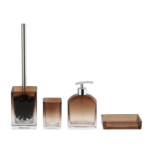 China Ombre Brown Glass Bathroom Accessories Rectangular Hand Soap Dispenser wholesale