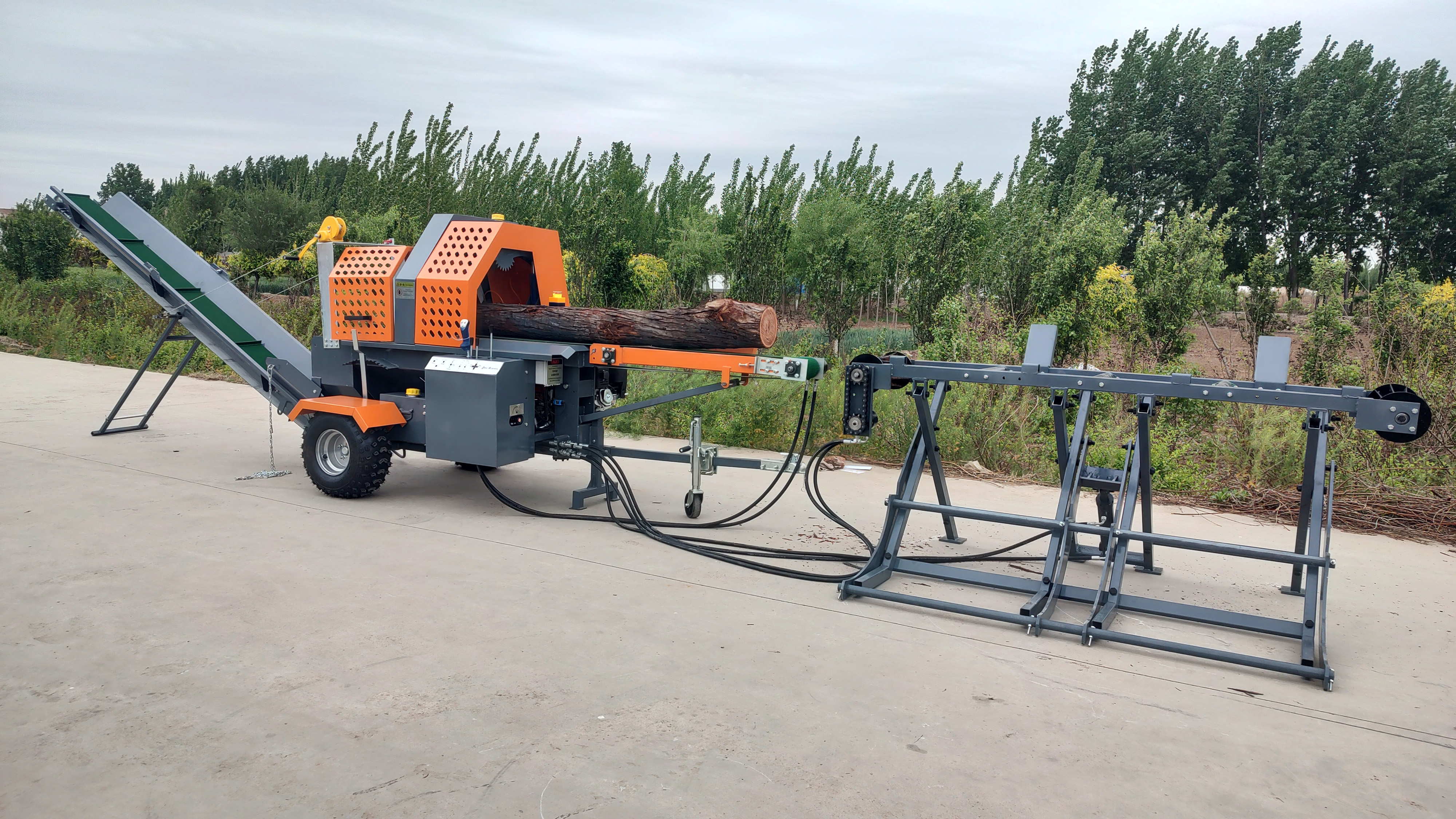Log Splitter 19inch 480mm Gasoline Electric Firewood Processor With Track