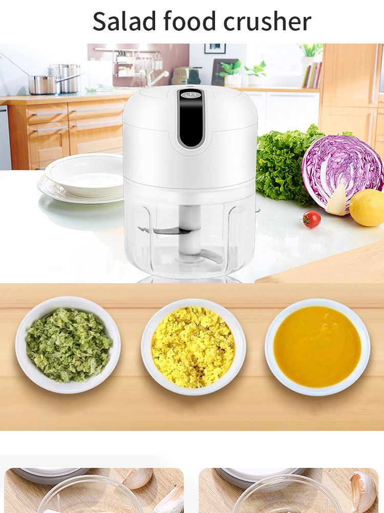 250ml Capacity White Exterior Food Processor With Food Grade Plastic Bowl
