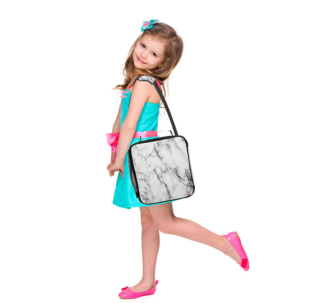 Portable Lightweight Reusable Marble Insulated Lunch Tote Bag