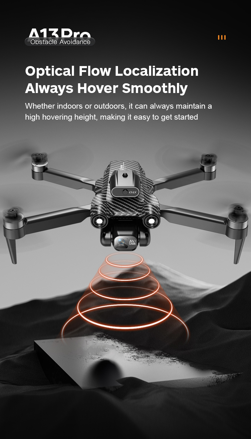 A13 Mini Drone 4k Dual Camera Obstacle Avoidance Optical Flow Foldable Wifi Brushless Motor Dron Quadcopter Toy Foldable