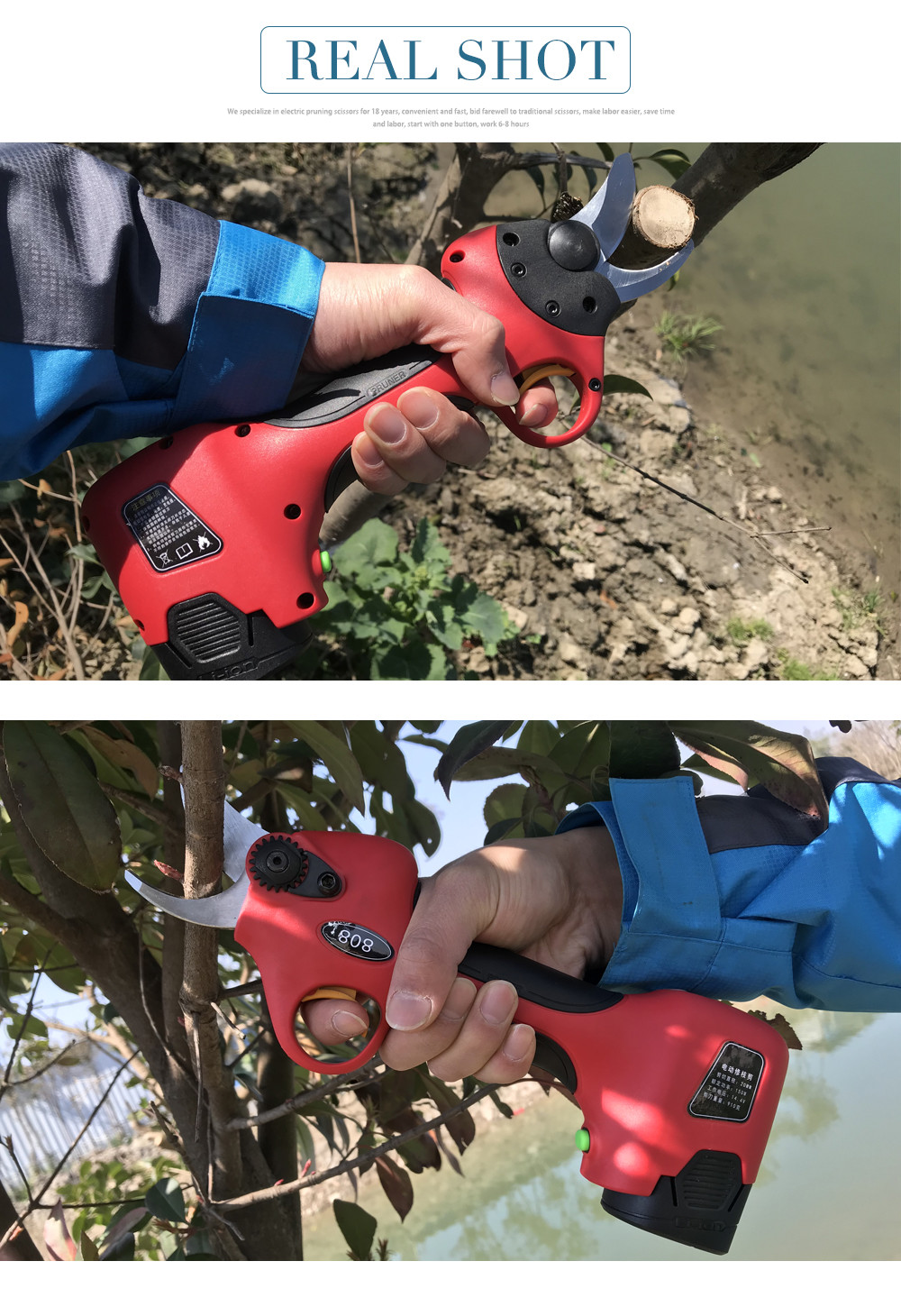 2.5CM Battery Orchard Pruer Long Time Use 14.4V Cordless Battery Powered Electric Pruners Shears Scissors for Pruning