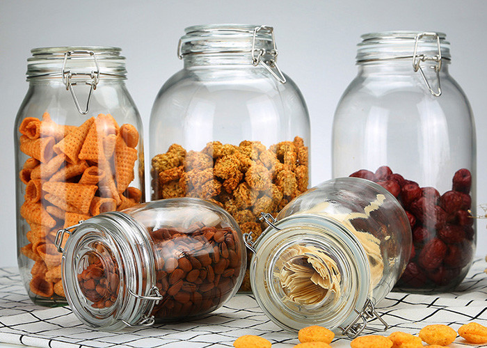 Round Sealable Shape Glass Jars Empty Transparent Glass Jar With Lid