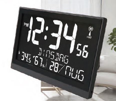Square Digital LED Wall Clock with Indoor Temperature Humidity Readings 12/24 Hour System