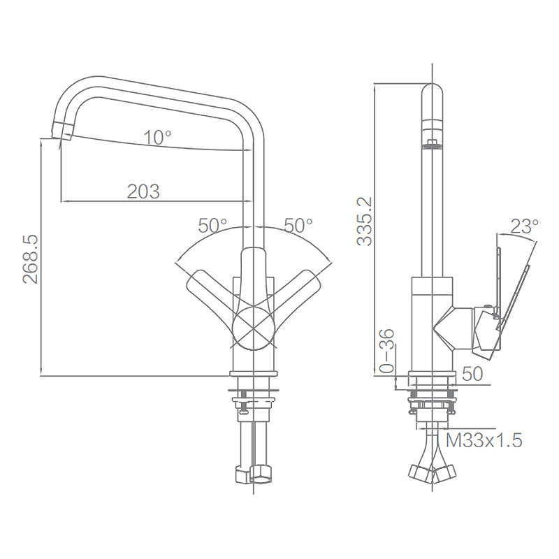 Low lead Brass Kitchen Mixer Tap 2 Functions ARROW ACY11Q815