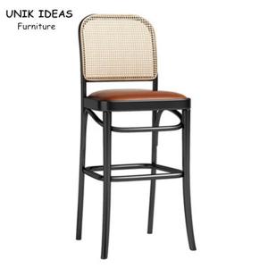 China French Bistro Rattan Cafe Bar Stools White Rattan Counter Height Bar Stools With Backs wholesale