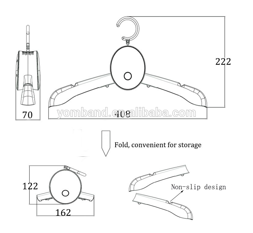 Hot Sale Portable Folding Hanging Electric Travel Clothes Dryer with 360 Degree Hanger