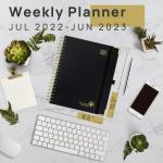100GSM Paper 12 Month Weekly Planner 2023 Black Spiral Hardback