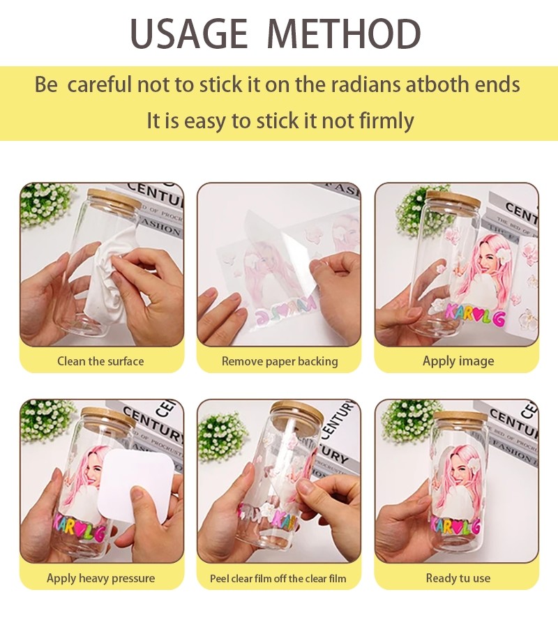 UV DTF Cup Wrap Transfer Stickers For Glass Crafting Cup Decal Stickers For 16OZ Libbey Glass Cups Coffee Theme Cartoon