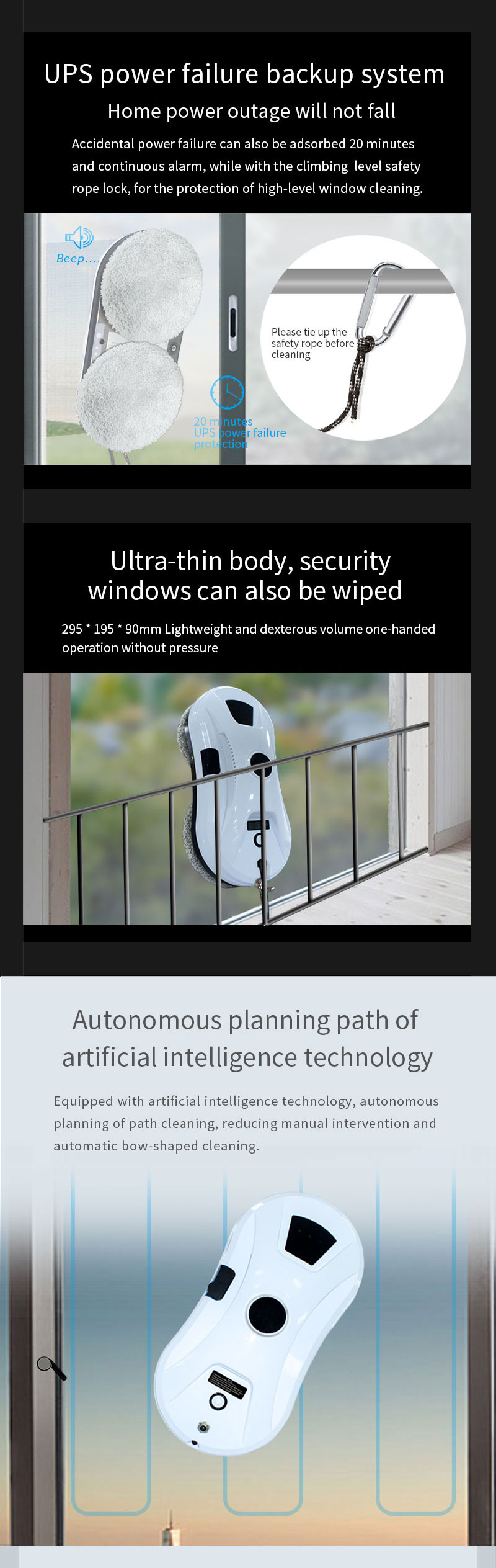 Customized Huidi Panavox HCR-11 Household Window Cleaning Robot Smart Home Appliance