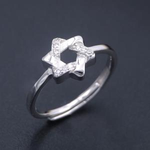 China 925 Charm Silver Cubic Zirconia Rings / Pentagram Shape Five Point Star Ring Jewelry wholesale