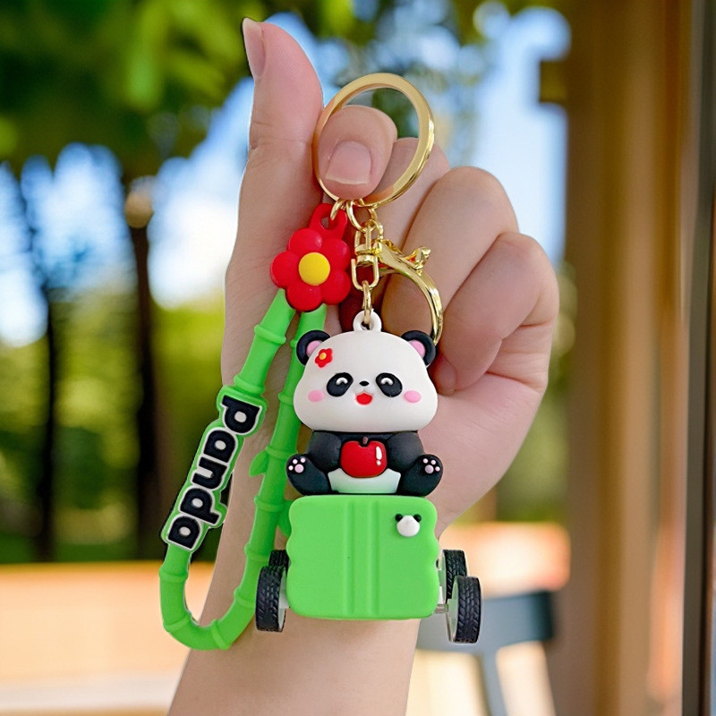 Silicone Keychain Pendants For Purse , Cute Panda Keychain Charms