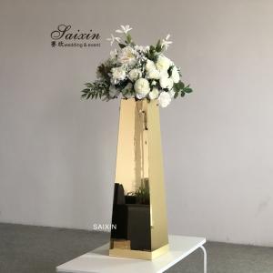 China ZT-566 New design wedding centerpiece gold mirror pillar for flower arrangement wholesale