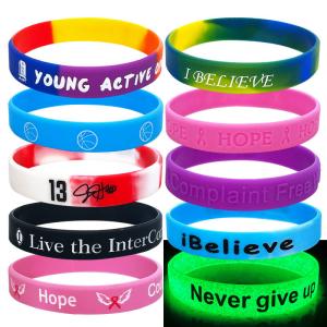 China Segmented Style Printed Silicone Wristbands 25cm Length wholesale