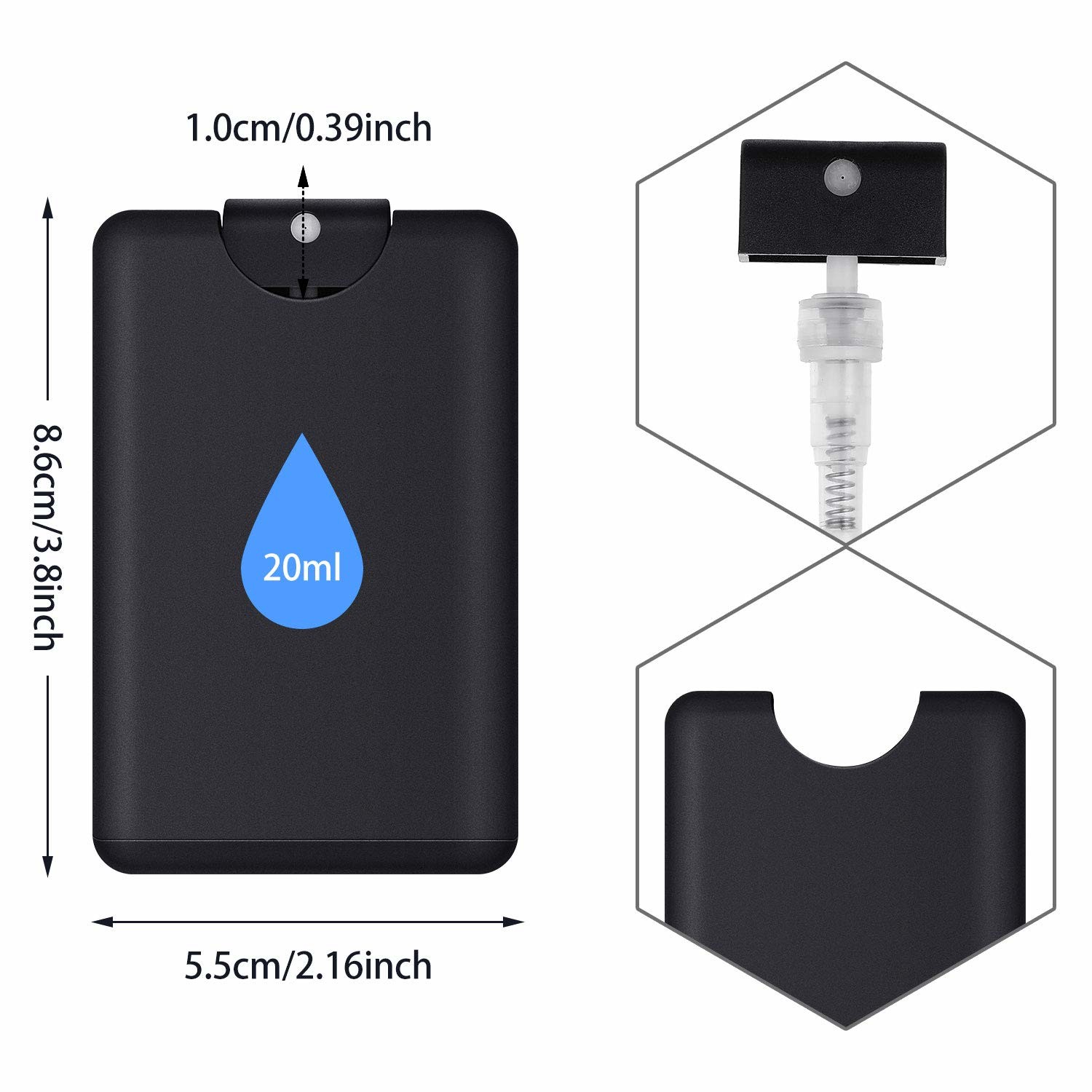 Perfume Empty Plastic Bottle 20ml Credit Card Size Spray Bottle No Leakage