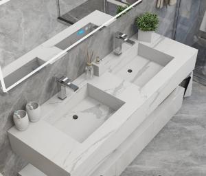 China Bianco Carrara Engineering Stone Bathroom Vanity Countertops wholesale