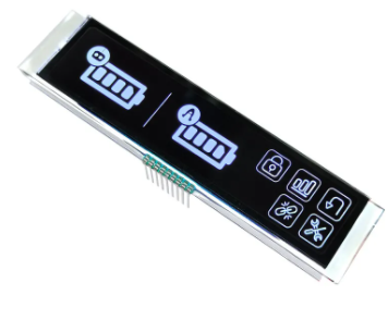 4.5V 9PIN VA LCD Display with 6 O'clock Viewing Angle for White Graphics on Black Panel Long Strip