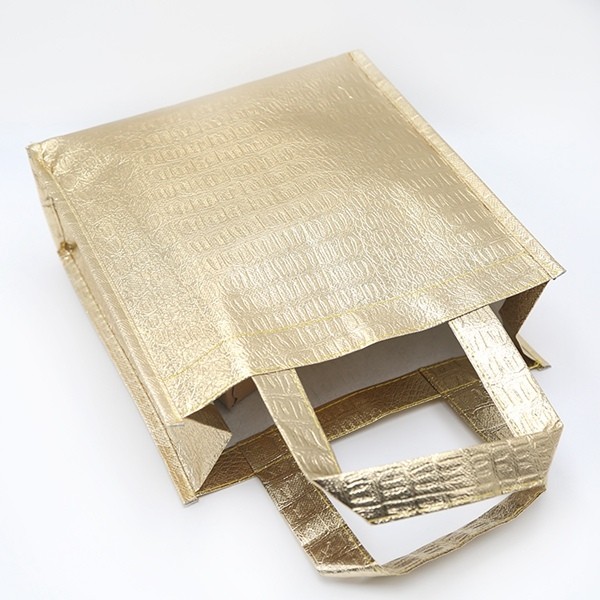 Good sale best price recyclable golden aluminium film shopping embossing non woven bag
