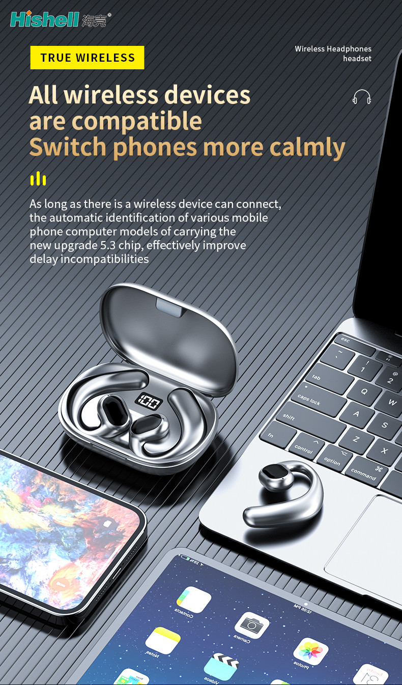 GT01 Wireless Bluetooth Earbuds Over Ear Portable Sports TWS Headset
