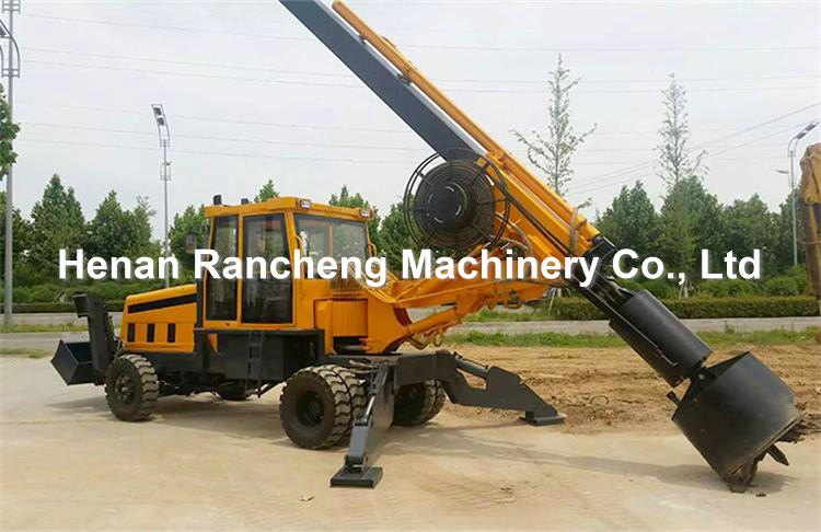 Wheeled Rotary Drilling Rig Pressure Type Drilling 11m / 13m / 15m / 20m Depth