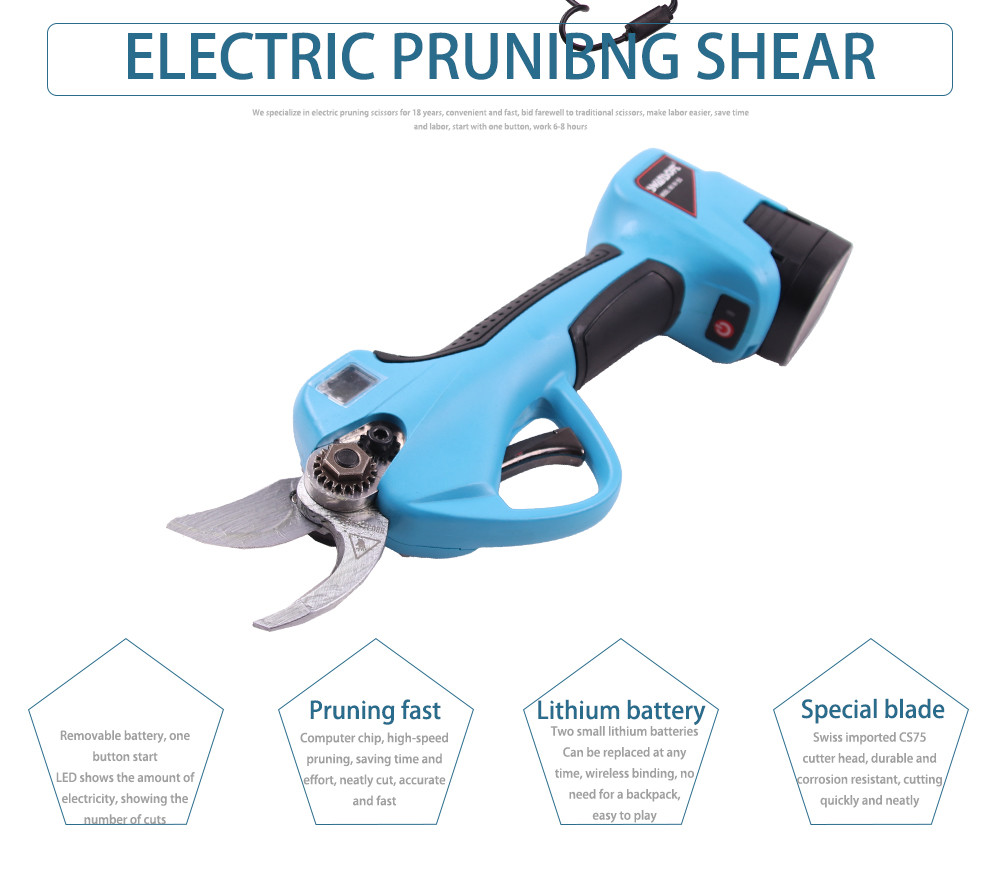 Swansoft 16.8V cordless tree electric pruning shears electric pruning scissors for fruit trees with LED