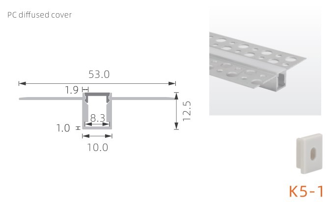 T5 6063 PC PMMA Recessed Led Aluminum Extrusion 5mm PCB For Drywall