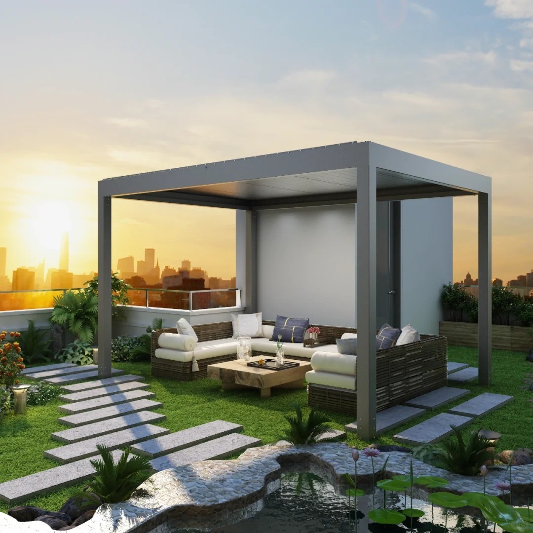 Aluminum Louvered Pergola Leisure Sun Protection Pergola For Outdoor Courtyard