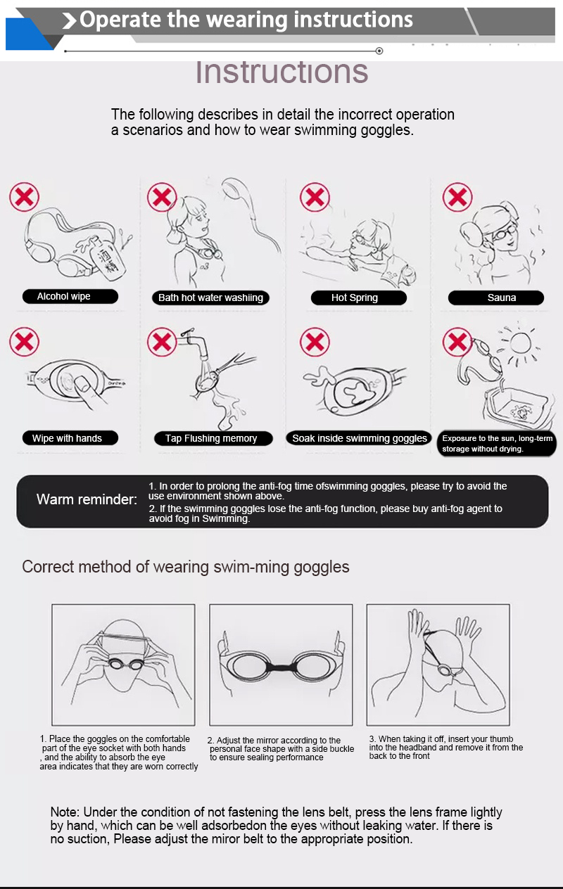 Polarized Swimming Goggles Customized Racing Swimming Goggles 17*5*7cm