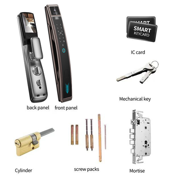 OEM ODM Fingerprint Door Lock Black Smart Home Gate Lock With Surveillance Camera