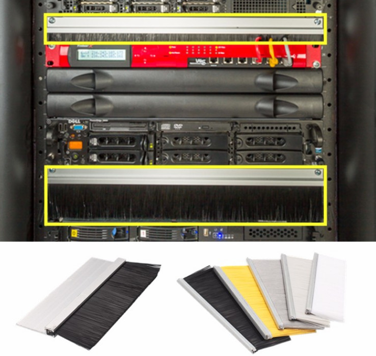 PP Network Cabinet Anti Static Dustproof Metal Channel Strip Brushes
