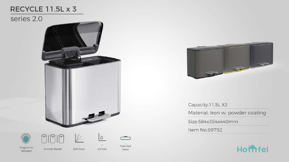OEM Accepted 18L Rolling Cover Type Stainless Steel Trash Bin For Household Garbage Container