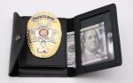 Customized Leather Black Plain surface Chief police badge wallet