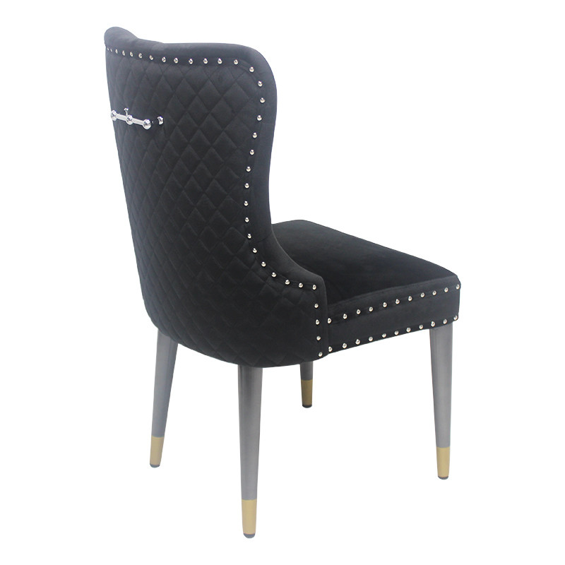 Black button buckle velvet chair dining chair elegant model