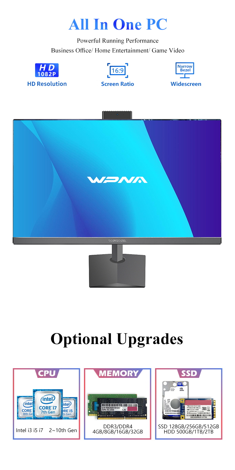 23.8 Inch All In One Desktop Computer with Office Gaming PC and USB Port UK Plugs Type