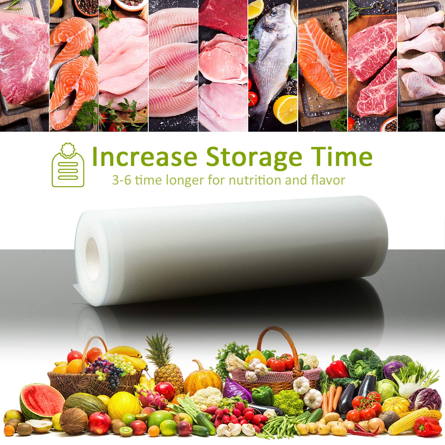 8" X 150" Food Vacuum Sealer Bags Roll Commercial Grade Vacuum Sealer Bag Rolls