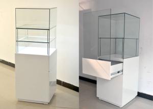 China White Glass Wooden Jewelry Display Cases With Locks 500 X 500 X 1500MM wholesale