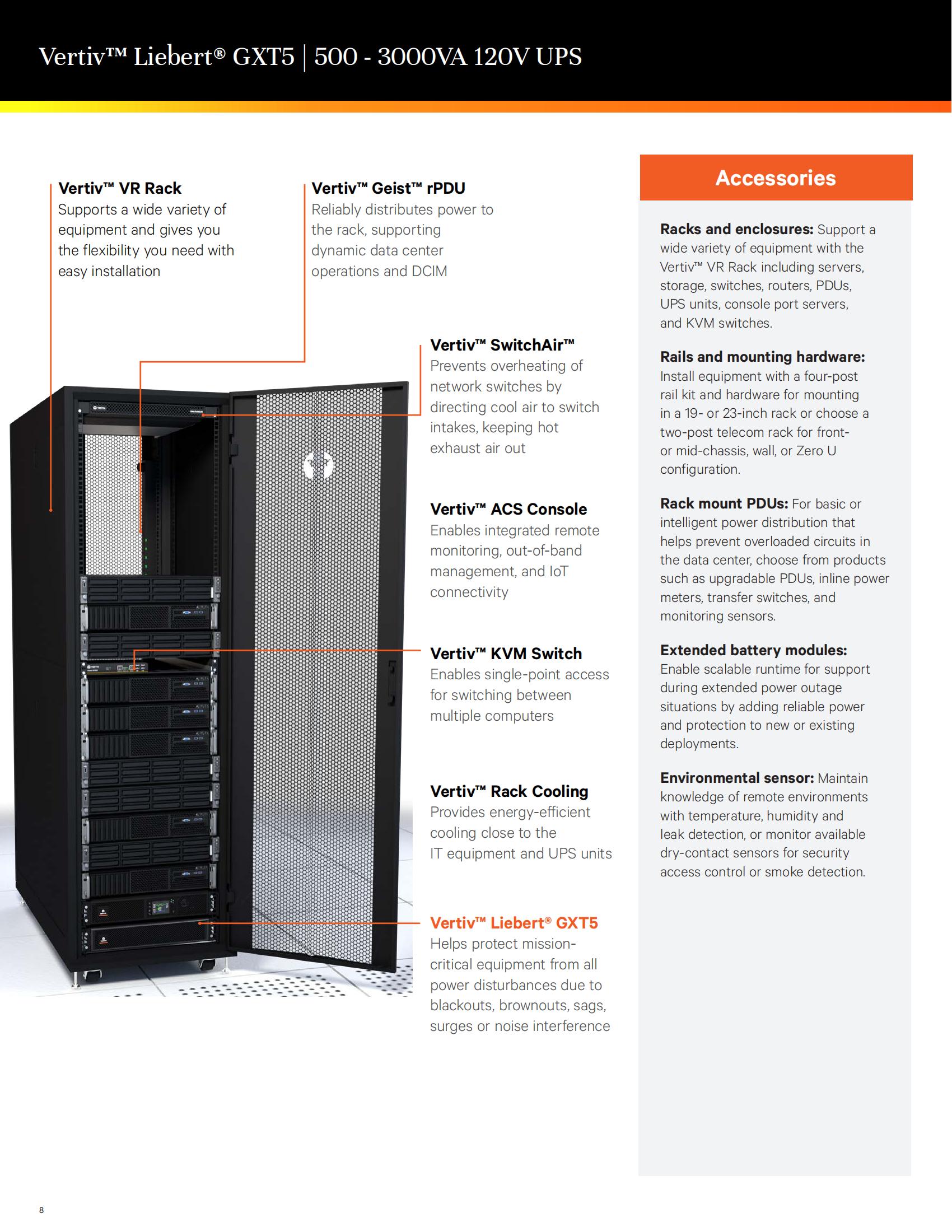 Vertiv Liebert GXT5-1000LVRT2UXL Pure Sine Wave 500VA 750VA 1KVA 1500VA 2KVA 3KVA UPS