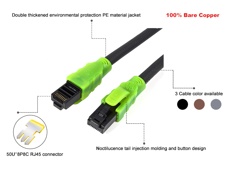 Luminous Ethernet Patch Cable 4P PVC LSZH Jacket High Speed Copper Cable