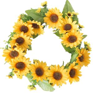 China 35-42cm Sunflower Wreath Artificial Leaf Plant Waterproof wholesale