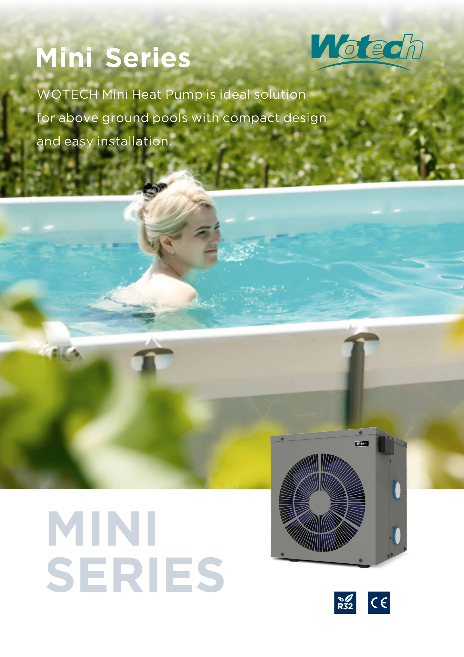 Silk Screen Printing 3KW 50Hz Mini Swimming Pool Water Heat Pump for Instant Heating