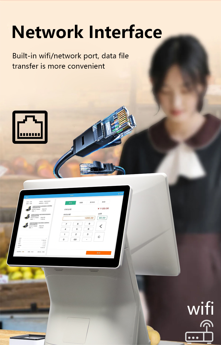 DDR3 2G Memory 15.6 Inch Desk Touch Screen Self Ordering Payment Kiosk for Cashless Payment and Restaurant