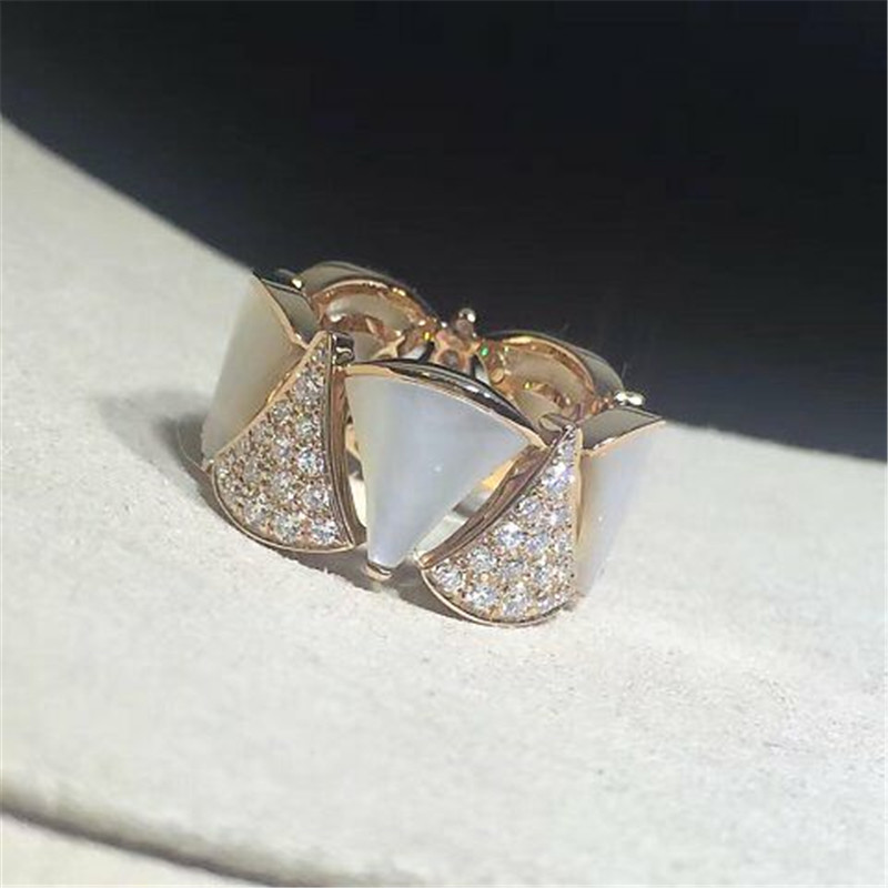 Luxury jewe factory divas' dream series ring 18k white gold yellow gold rose gold diamond fritillaria ring