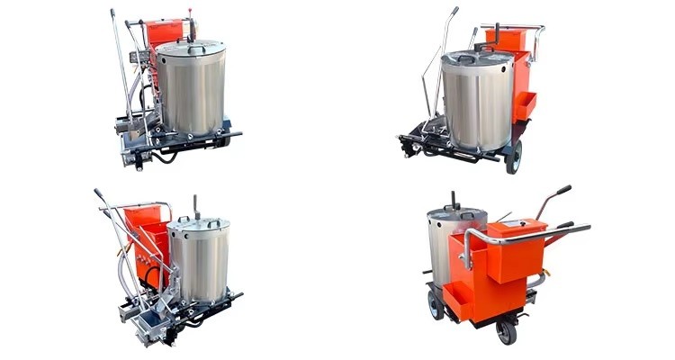 Hand Push Thermoplastic Road Marking Machine With High Capacity 100kg Tanks And Plug-in Manually Mixer Devices